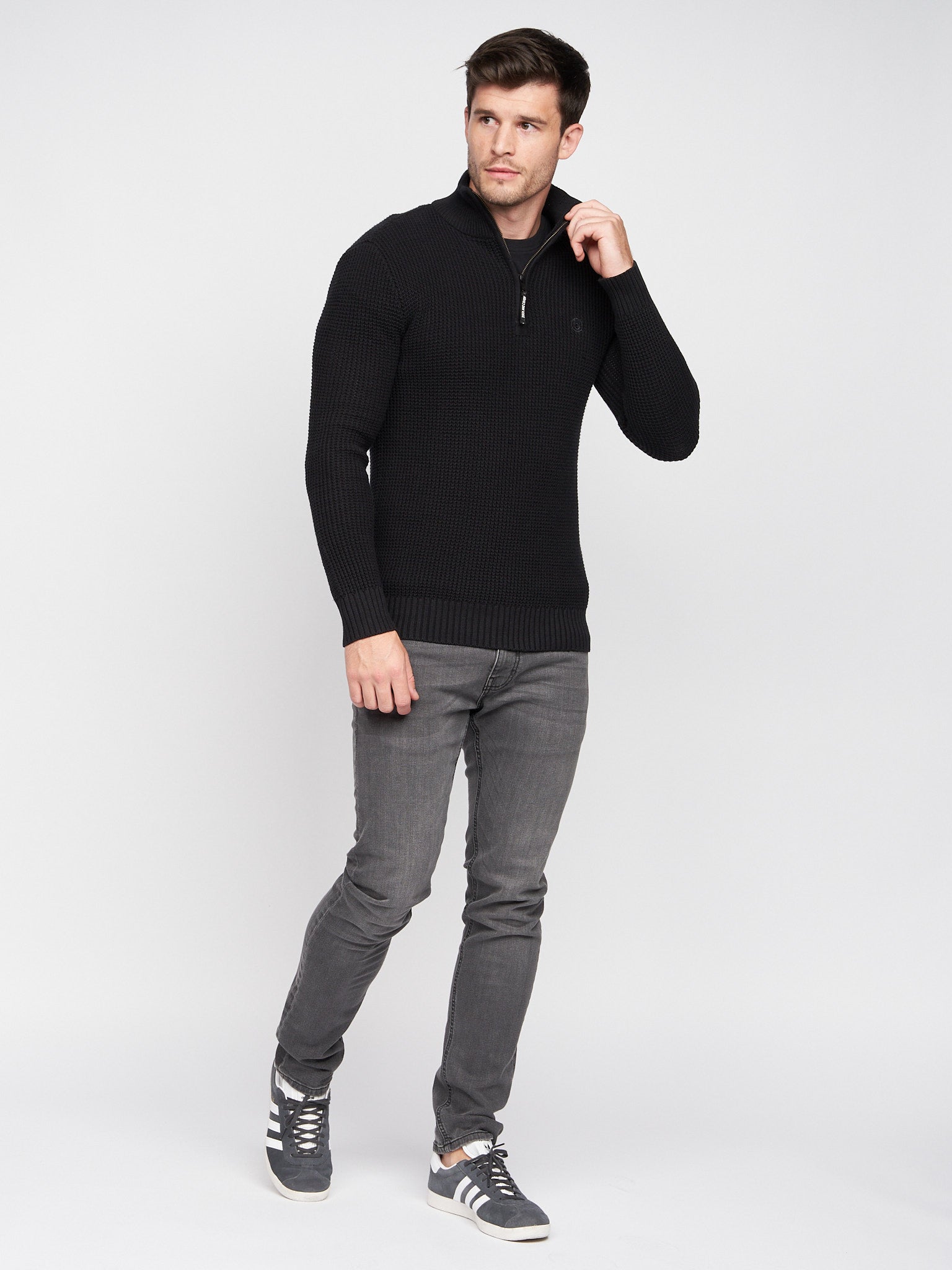 Duck & Cover - Mens Firegards 1/4 Zip Knit Black – Duck and Cover